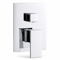 Mitigeur de douche encastré moderne en chrome, robinet de douche carré en laiton avec inverseur et poignée pour hôtel de luxe
