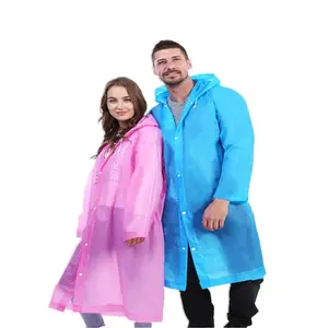 Adults Raincoats Men Women Waterproof Coat Poncho Hood Unisex Clear Rain Gear Wear Jackets Rain Coats Reusable EVA Rain Ponchos