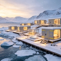 Maison modulaire de luxe en conteneur, maison préfabriquée en capsule spatiale modulaire pour école, hôpital, hôtel avec énergie solaire