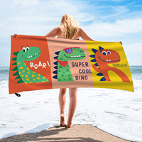 FF4068 Serviette de bain de piscine de voyage à séchage rapide à motif de dinosaure 80*160cm Serviette de plage en microfibre surdimensionnée sans sable