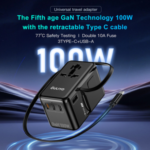 HL-A06-PD100W GAN <span class=keywords><strong>Universal</strong></span>-Reiseadapter Reisestecker mit Typ-C Einziehbarem Kabel Mit US UK EU AUS Steckeradapter - Product Image 2
