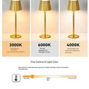 Lampe de table sans fil LED rechargeable Pu Chang, à intensité variable par toucher, pour restaurant, hôtel, chambre à coucher - Product Image 3