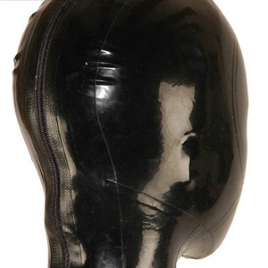 Máscara <span class=keywords><strong>de</strong></span> látex Fetish Hooded Látex natural Caucho negro Con capucha Ojos grandes abiertos Boca Sexy Headwear - Product Image 4