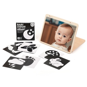 Juguete de espejo de bebé con tiempo de barriga de madera con tarjetas de estimulación Visual, <span class=keywords><strong>juguetes</strong></span> Montessori para niños, juguete educativo de aprendizaje temprano para niños pequeños - Product Image 1