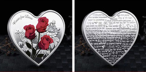 Monedas Conmemorativas de Metal en Forma de Corazón con Rosas, Tema Romántico de Amor, para el Día de San Valentín, Regalos Empresariales, Venta al Por Mayor - Product Image 3