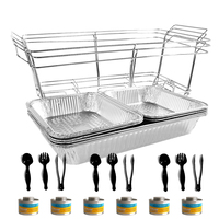 Set Perlengkapan Prasmanan Sekali Pakai untuk Penyajian Makanan di Pesta, Termasuk Chafing Dish Ukuran Besar untuk Hotel, Rak Chafing Dish Sekali Pakai