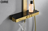 Nouvel arrivage Kaiping Oire : Ensemble de douche thermostatique doré pour salle de bain, mitigeur apparent