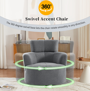 360 Swivel Barrel Chair Adjustable Headrest Modern Waterproof Eco-Friendly Upholstered Accent <b>Sofa</b> Chair for Living Room Hotel - Product Image 5