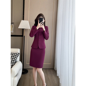 Women's White Suit Set Slim Fit Midi Skirt Office Lady Professional Two Piece Spring Autumn Anti Wrinkle Worsted Fabric - Product Image 2