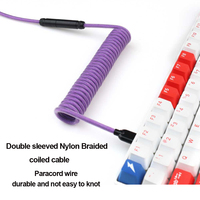 Kabel Mouse Mini Xlr Metal Yc8 Connector Paracord, Kabel Keyboard, Keyboard Mekanik, Kabel USB ke Type C Berbentuk Spiral