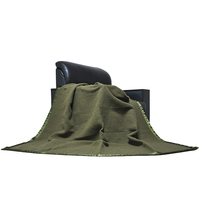 Couverture en laine 100% épaisse et lourde de couleur vert olive de l'armée BLUE PHOENIX, pour l'hiver, les secours en cas de catastrophe, les premiers secours, avec bordure en satin pour l'OTAN