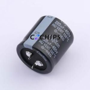 ตัวเก็บประจุแบบอิเล็กโทรไลต์อะลูมิเนียมแบบสแนปอิน HU221M450O300A00A ชนิดขาเสียบ (THT), ขนาด D30xL30 มม. - Product Image 1