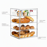 Vitrine de pâtisserie HOTEAM à 4 niveaux en acrylique transparent avec porte frontale, présentoir de comptoir pour pâtisseries, boîte à pain, armoire à cupcakes, vente en gros