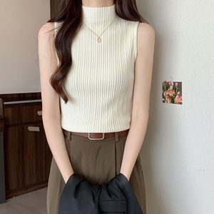 Wholesale Mid-collar Sleeveless Vest Summer Temperament Bottoming Shirt Women's Outer Wear Ice <strong>Silk</strong> Knitted Inner <strong>Top</strong> Slim Fit - Product Image 4
