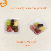 Contenants en plastique transparents carrés recyclables avec couvercles à charnière, boîtes écologiques à emporter pour salade, gâteau, sandwich, empilables