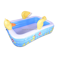 P&D Nouvelle grande piscine gonflable en PVC 255x182x104CM Piscines à éclaboussures Design canard jaune et éléphant Extérieur Adultes Enfants' Natation