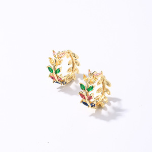 Boucles d'oreilles créoles ajourées incrustées de diamants, style coréen, élégantes pour femme, en fer plaqué or blanc 16 carats, avec diamants <span class=keywords><strong>FX</strong></span> - Product Image 4