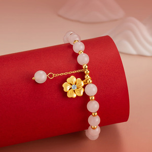 Tao Zhi Yao Yao Plata de Ley 925 con Jade de Hotan, Cristal Rosa Electrochapado, Flor de Cerezo, Estilo Dulce y Lindo, Flor de Instagram - Product Image 5
