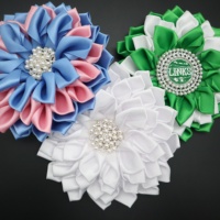 Liens personnalisés incorporés sororité lettres grecques broche fleur rose & vert Satin fleur broche broche