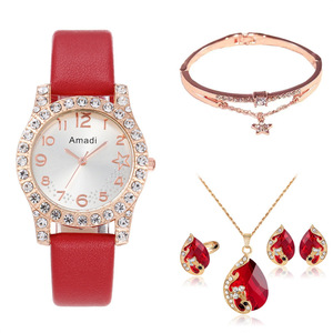 Montre décontractée pour femme Amadi, cadran simple étoile à cinq branches, ensemble de bijoux cinq pièces, mouvement à quartz, alliage 16 mm - Product Image 2
