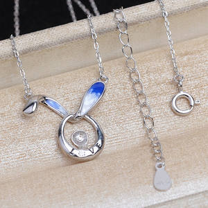 Colgante de Conejo de Plata S925 con Efecto de Goteo de Pegamento, Zodiaco Chino, Accesorio de Perla 6-7, Soporte para Collar DIY Vacío 5342 - Product Image 5