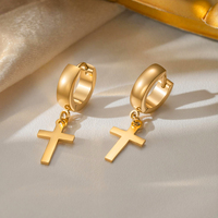 Boucles d'oreilles créoles minimalistes en acier inoxydable, plaqué or 18 carats et argent, pendantes, style punk, inaltérables, bijoux chrétiens