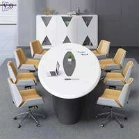 Table de conférence ovale moderne personnalisée en surface solide pour hôtels, écoles et hôpitaux - Mobilier de bureau durable