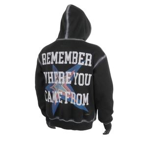 TOPSHOW New Design Dirty Wash 500 Gsm Pullover Cotton <b>Fleece</b> <b>Black</b> Custom Dtg Print Graphic Oversized Heavyweight Hoodie - Product Image 2