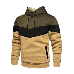 Sweat-shirt à capuche patchwork pour homme, vêtements décontractés, molleton chaud, streetwear, mode masculine, automne hiver, vêtements de sport - Product Image 3