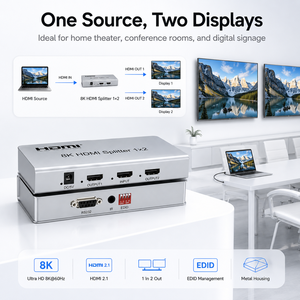 Répartiteur <span class=keywords><strong>HDMI</strong></span> 8K <span class=keywords><strong>60Hz</strong></span> 1x2, 1 entrée 2 sorties, commutateur <span class=keywords><strong>HDMI</strong></span> 2.1, 48 Gbps, prise en charge EDID RS232 IR, <span class=keywords><strong>4K</strong></span> 120Hz <span class=keywords><strong>HDR</strong></span> pour PS5 Xbox Moniteur TV - Product Image 5