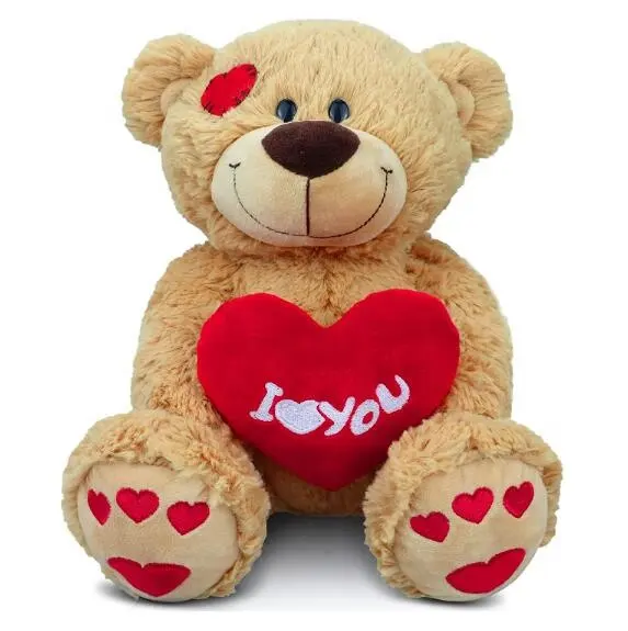 Oso de peluche de 10 "con forma de corazón rojo para mujer, oso de peluche de felpa de 10" con forma de corazón rojo, regalo para chica, novia, novio