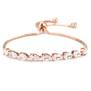 Weiman Elegant Teardrop Cubic Zirconia CZ Zircon Crystal <strong>Adjustable</strong> <strong>Bracelets</strong> for Women Wedding Bridal or Bridesmaid's Jewelry - Product Image 3