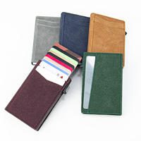 Dompet Kulit PU Murah Model Pop Up Grosir Tipis dengan Pelindung RFID dan Tempat Kartu Aluminium untuk Pemesanan dalam Jumlah Besar