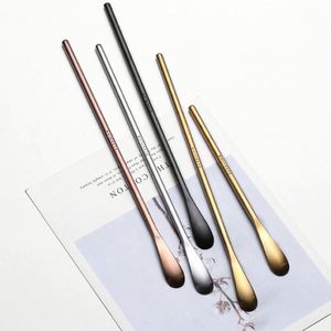 Cuchara única japonesa de acero inoxidable 304, cuchara de regalo para azúcar PVD inox, mango largo, cuchara estrecha para café y postre - Product Image 1