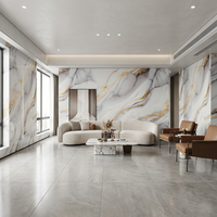 Revêtement mural intérieur pour villa de luxe, plaque de marbre PVC haute brillance, panneau SPC UV avec texture marbre