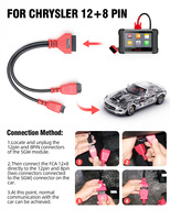 Module adaptateur de câble universel FCA 12+8 SGW pour Chrysler Fiat : Diagnostic de la passerelle sécurisée, effacement des codes d'erreur, tests de détection de mouvement