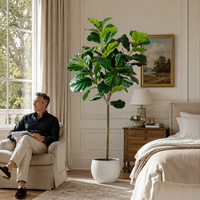 Fabricant en gros d'arbres artificiels de type Ficus lyrata, en plastique, écologiques, durables, pour la décoration intérieure des hôtels et restaurants