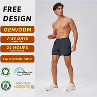 Shorts de course personnalisés en charbon de bois, doublure 2-en-1, certifiés GOTS GRS, extensibles, recyclés, respirants, séchage rapide, pour le surf