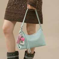 Vente flash - Porte-rouge à lèvres multifonctionnel en cuir PU rose métallisé, attaches pour cheveux, pendentif en forme de cœur, porte-clés tendance pour femmes, breloques pour sac