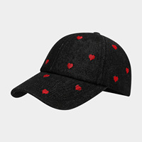 Gorra de Béisbol de Mezclilla con Bordado de Corazón Vintage para Mujer, con Letras y Visera Curva, Cierre a Presión, para la Moda de Primavera