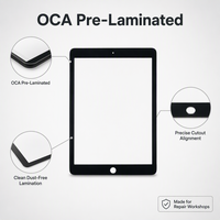 Digitalizador de Pantalla Táctil OCA para iPad Air2 9.7'', Reemplazo de Pantalla Táctil, Lente de Vidrio Frontal OCA Preinstalada de Alta Transparencia