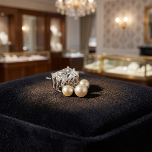 Boucles d'oreilles pendantes en cristal taille émeraude Art Palace avec perle d'eau douce de qualité AAA, en argent 925, sertissage à griffes géométriques, bijoux de mariage - Product Image 4