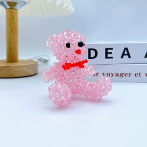 Multi Colors Glass Beads Keyrings Customize Accepted Cartoon 6mm Acrylic Beads Handmade Bag Charm <b>Cute</b> Bowknot <b>Bear</b> Keychains - Product Image 6