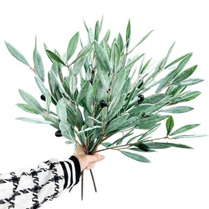 Hojas de olivo artificiales Meng Jie con frutos, de 30cm a 100cm, de PVC, plástico suave, flores artificiales para decoración del hogar, bodas y hoteles. - Product Image 5