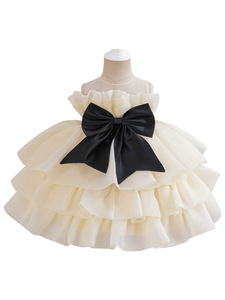 Vestido <span class=keywords><strong>Lolita</strong></span> de Poliéster con Cuello Redondo y Lazo de Princesa para Niñas, Estilo Festivo, Tejido a Crochet, para Niñas de 6 Años, ODM, Largo hasta la Rodilla, Tipo Vestido de Gala - Product Image 1
