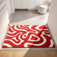 Tapis tufté fait main moderne abstrait à motif de cœur ondulé, rouge et blanc, esthétique, antidérapant, moelleux, pour la maison, cadeau unique