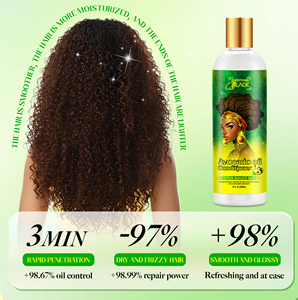 Aceite de rueda negro orgánico de Etiqueta Privada, champú y acondicionador, conjunto de cuidado del cabello para frizz, pelo rizado y rizado - Product Image 3