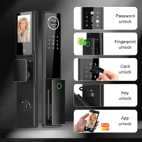 Cerradura Inteligente para Exteriores Tuya 2026 con Reconocimiento de Código, Sin Llave, Videoportero, Impermeable, Huella Dactilar 3D, Compatible con Wi-Fi, para Puerta de Madera