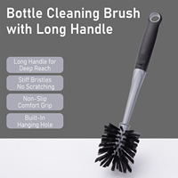 Brosse de nettoyage de bouteille longue, ronde, rigide, en nylon, anti-rayures, pour bouteille, thermos, distributeur, à portée étendue, antidérapante