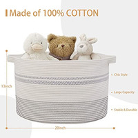 Panier de rangement pliable multifonctionnel QJMAX en corde 100 % coton, écologique et de haute qualité, avec poignées pour vêtements